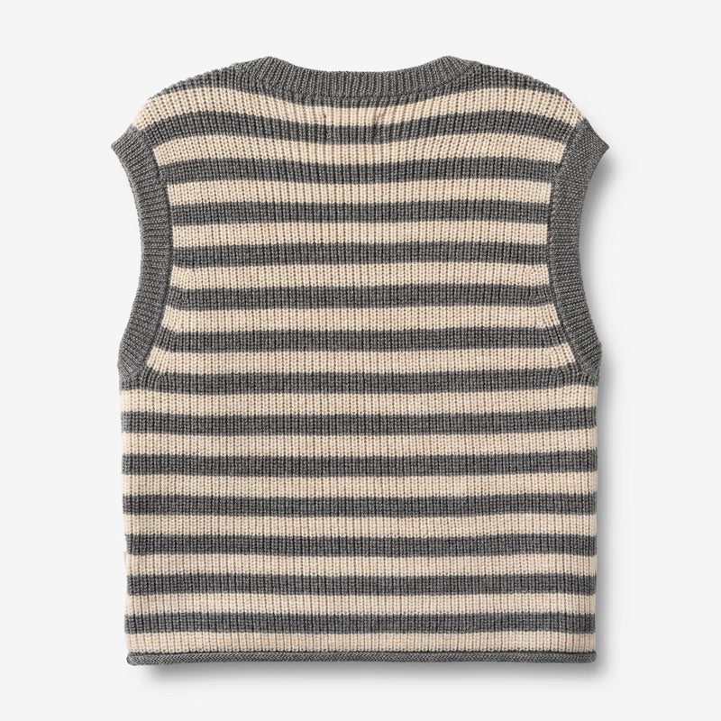 Wheat Main Knit Vest Ruby Knitted Tops 0175 grey stripe