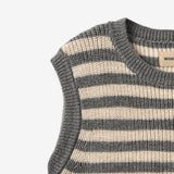 Wheat Main Knit Vest Ruby Knitted Tops 0175 grey stripe