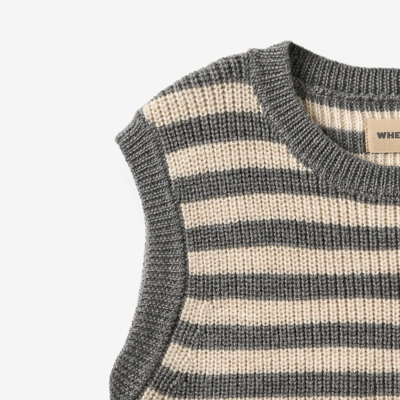 Wheat Main Knit Vest Ruby Knitted Tops 0175 grey stripe