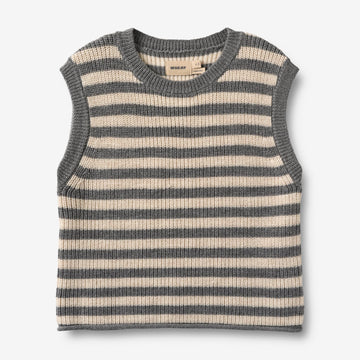 Wheat Main Knit Vest Ruby Knitted Tops 0175 grey stripe