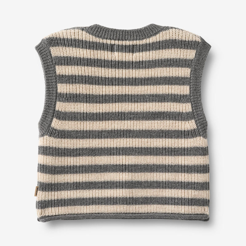 Wheat Main Knit Vest Ruby Knitted Tops 0175 grey stripe