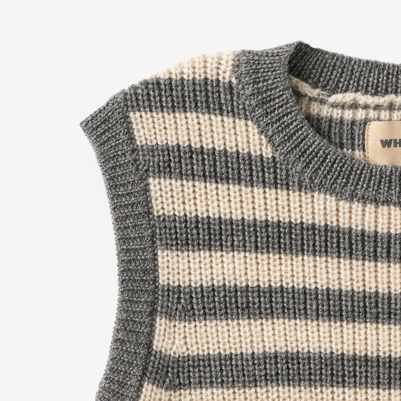 Wheat Main Knit Vest Ruby Knitted Tops 0175 grey stripe