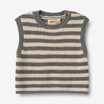Wheat Main Knit Vest Ruby Knitted Tops 0175 grey stripe