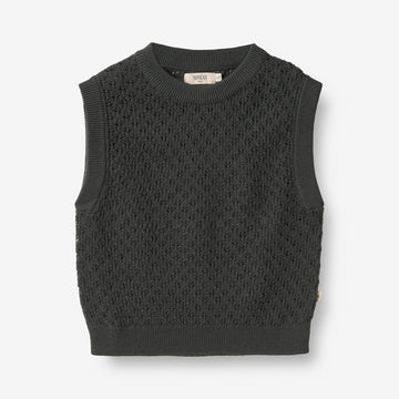 Knit Vest Saga black coal –1
