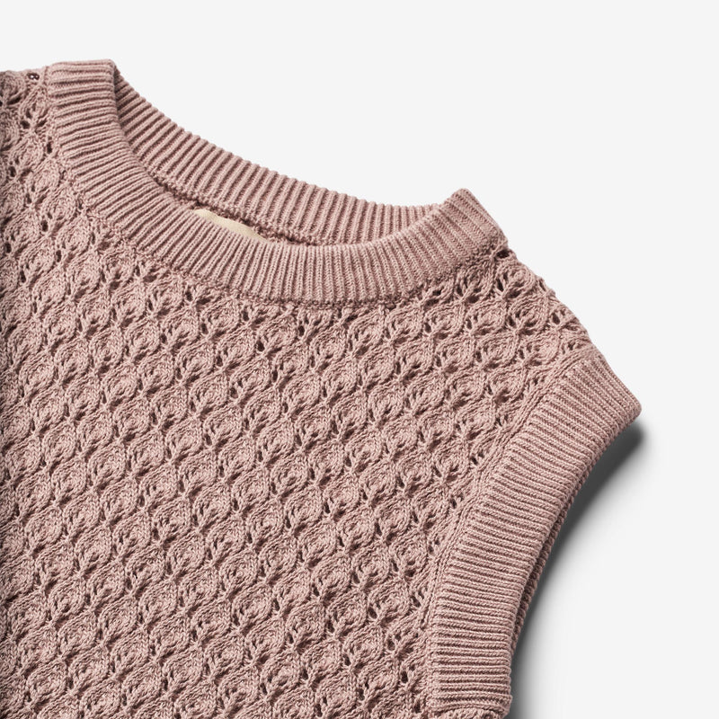 Wheat Main Knit Vest Saga Knitted Tops 1135 dry rose