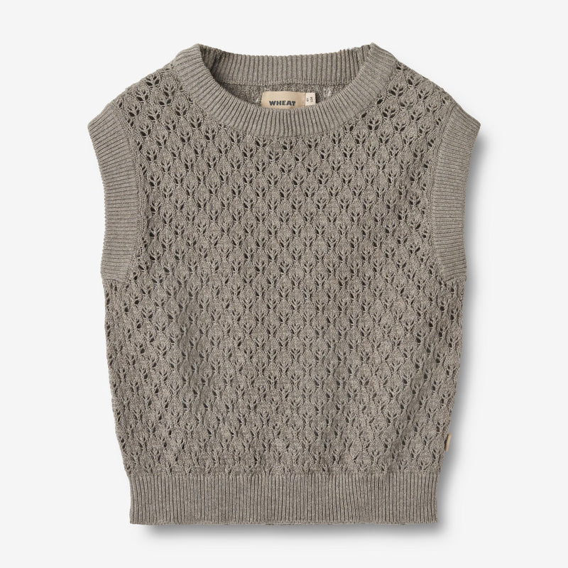 Wheat Main Knit Vest Saga Knitted Tops 3229 warm grey melange