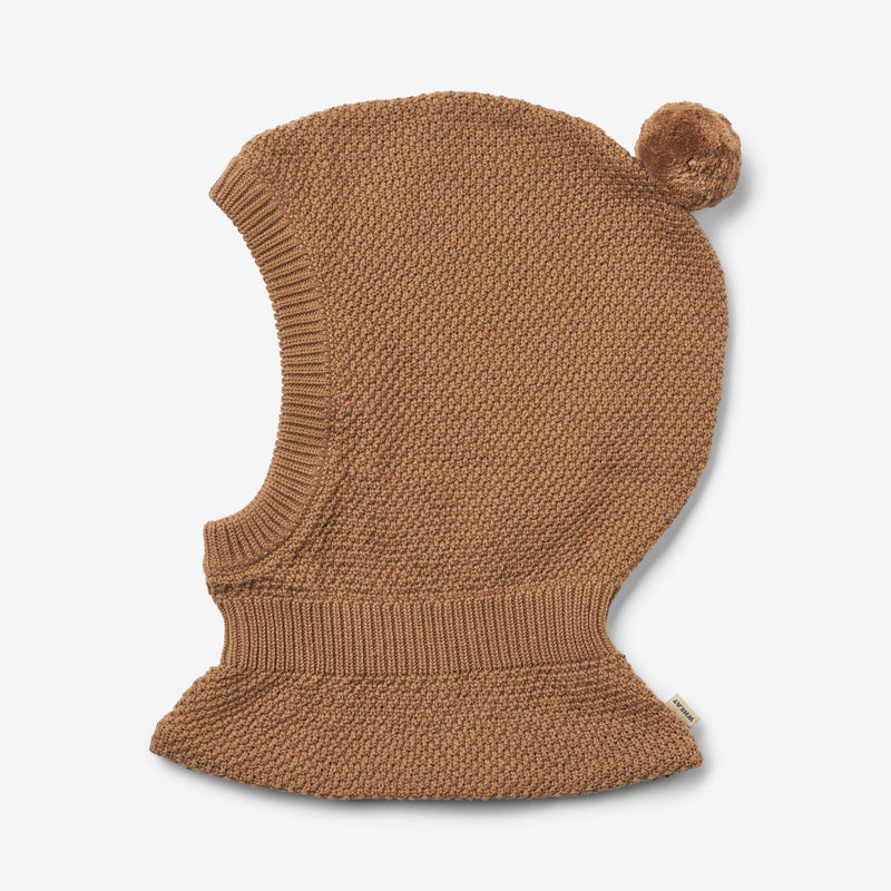 Wheat Outerwear Knitted Balaclava Pomi Outerwear acc. 5073 caramel