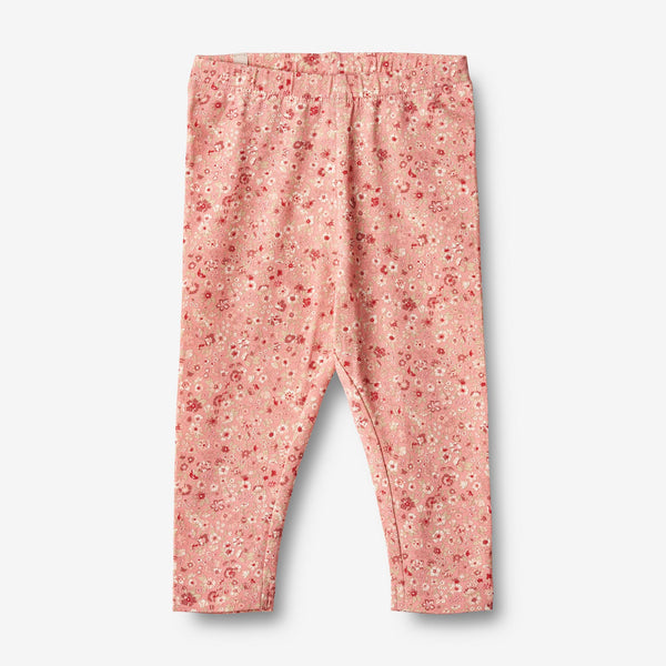 Girls Pink and Red Floral Leggings Pink Pants, Flower Leggings