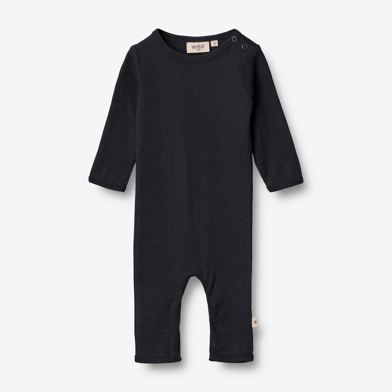 Wheat Wool Plain Wool Jumpsuit | Baby Jumpsuits 1432 navy