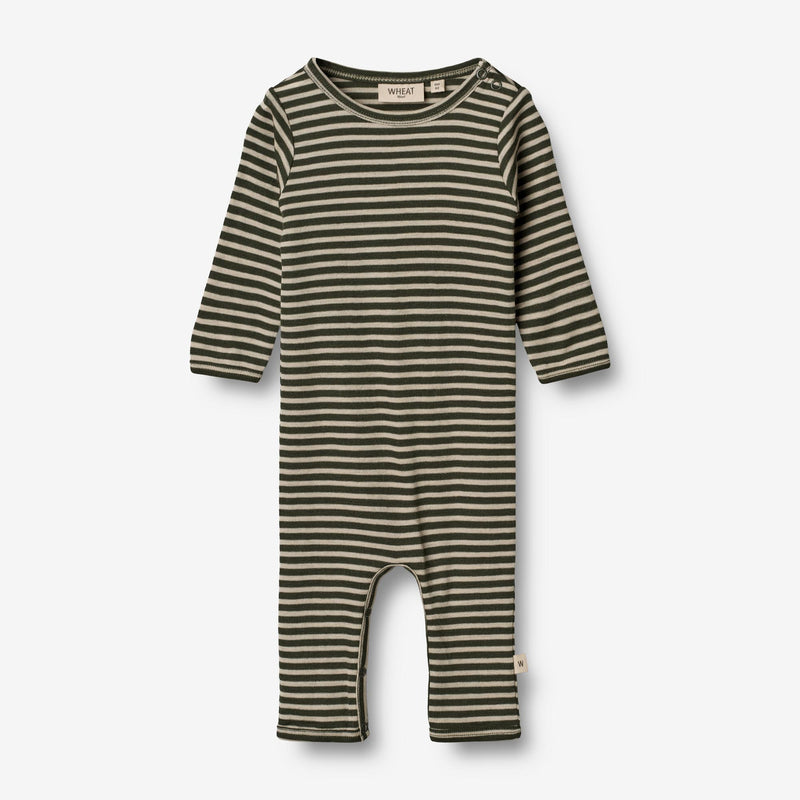 Wheat Wool Plain Wool Jumpsuit | Baby Jumpsuits 4142 green stripe