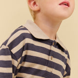 Wheat Main Polo Shirt L/S Fred Blouse 1309 greyblue stripe
