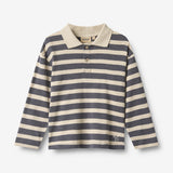 Wheat Main Polo Shirt L/S Fred Blouse 1309 greyblue stripe