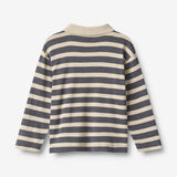 Wheat Main Polo Shirt L/S Fred Blouse 1309 greyblue stripe