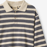 Wheat Main Polo Shirt L/S Fred Blouse 1309 greyblue stripe