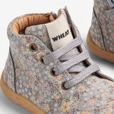 Wheat Footwear Prewalker Malia Boot 9765 slightly blue flowers