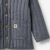 Wheat Main Quilt Jacket Siggo Jacket 1312 greyblue slub stripe
