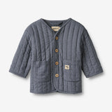 Wheat Main Quilt Jacket Siggo Jacket 1312 greyblue slub stripe