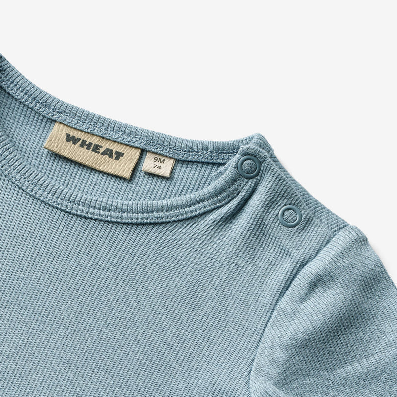 Wheat Main Rib Body S/S Timo | Baby Underwear/Bodies 1011 ashley blue