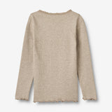 Wheat Main Rib T-Shirt L/S Reese Jersey Tops and T-Shirts 0072 gravel melange