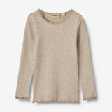 Wheat Main Rib T-Shirt L/S Reese Jersey Tops and T-Shirts 0072 gravel melange