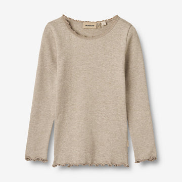 Wheat Main Rib T-Shirt L/S Reese Jersey Tops and T-Shirts 0072 gravel melange