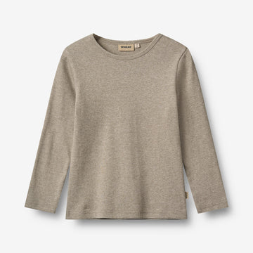 Wheat Main Rib T-Shirt L/S Stig Jersey Tops and T-Shirts 0072 gravel melange