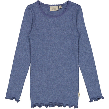 Wheat Main Rib T-Shirt Lace LS Jersey Tops and T-Shirts 1076 blue melange