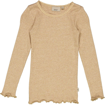 Wheat Main Rib T-Shirt Lace LS Jersey Tops and T-Shirts 3230 sand melange