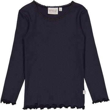 Wheat Main Rib T-Shirt Lace LS Jersey Tops and T-Shirts 1378 midnight blue