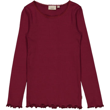 Wheat Main Rib T-Shirt Lace LS Jersey Tops and T-Shirts 2390 red plum