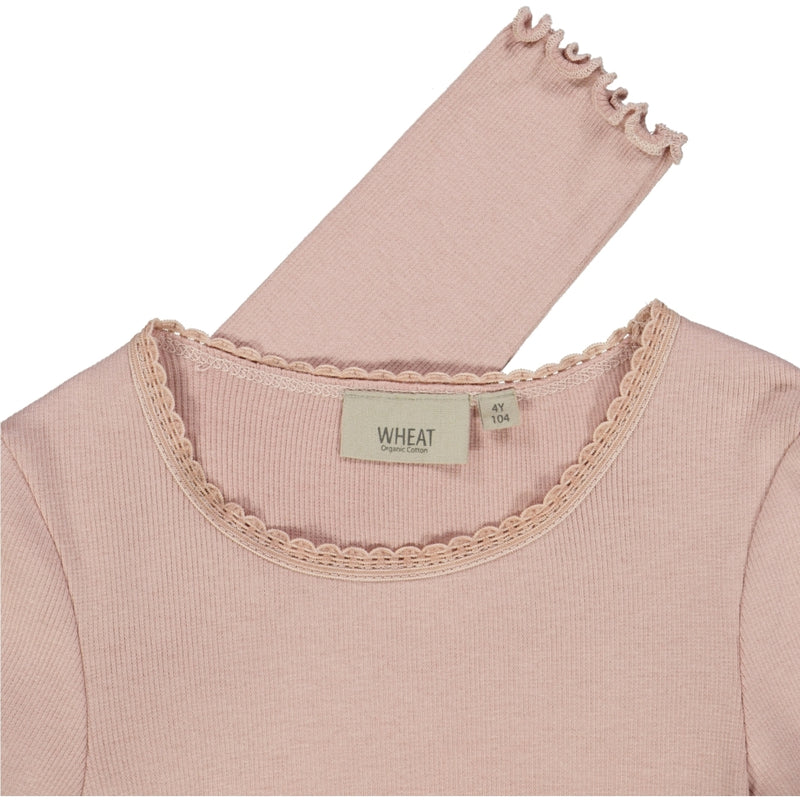 Wheat Main Rib T-Shirt Lace LS Jersey Tops and T-Shirts 2487 rose powder