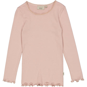 Wheat Main Rib T-Shirt Lace LS Jersey Tops and T-Shirts 2487 rose powder