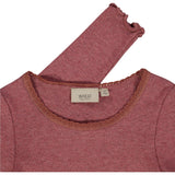 Wheat Main Rib T-Shirt Lace LS Jersey Tops and T-Shirts 2614 dark rouge melange