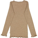 Wheat Main Rib T-Shirt Lace LS Jersey Tops and T-Shirts 3204 khaki melange