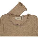 Wheat Main Rib T-Shirt Lace LS Jersey Tops and T-Shirts 3204 khaki melange