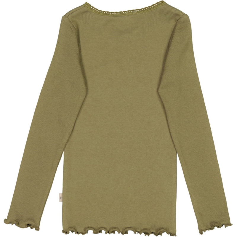 Wheat Main Rib T-Shirt Lace LS Jersey Tops and T-Shirts 4099 winter moss