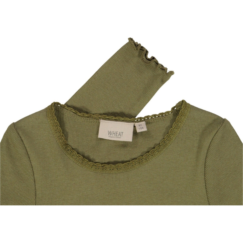 Wheat Main Rib T-Shirt Lace LS Jersey Tops and T-Shirts 4099 winter moss
