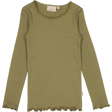 Wheat Main Rib T-Shirt Lace LS Jersey Tops and T-Shirts 4099 winter moss