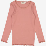 Wheat Rib T-Shirt Lace LS Jersey Tops and T-Shirts 2021 old rose
