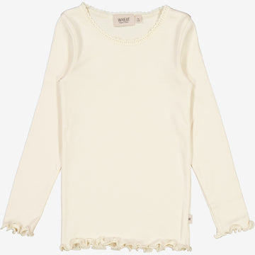 Wheat Main Rib T-Shirt Lace LS Jersey Tops and T-Shirts 3129 eggshell 