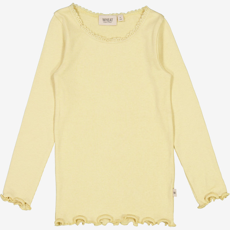 Wheat Rib T-Shirt Lace LS Jersey Tops and T-Shirts 5106 yellow dream