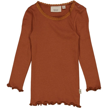 Wheat Main Rib T-Shirt Lace LS Jersey Tops and T-Shirts 0001 bronze