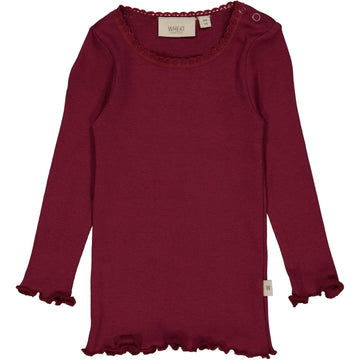 Wheat Main Rib T-Shirt Lace LS Jersey Tops and T-Shirts 2390 red plum