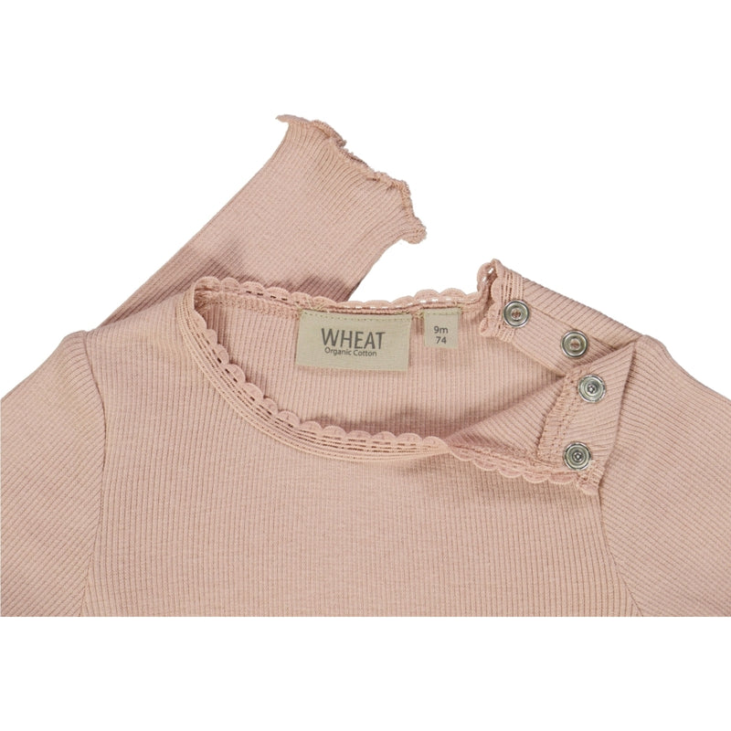 Wheat Main Rib T-Shirt Lace LS Jersey Tops and T-Shirts 2487 rose powder