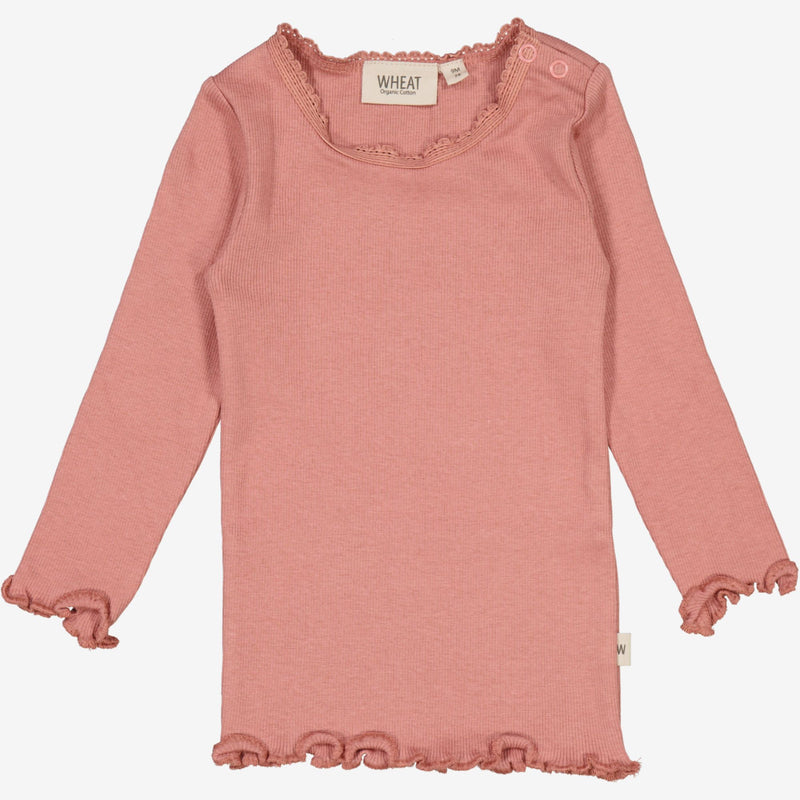 Wheat Rib T-Shirt Lace LS | Baby Jersey Tops and T-Shirts 2021 old rose