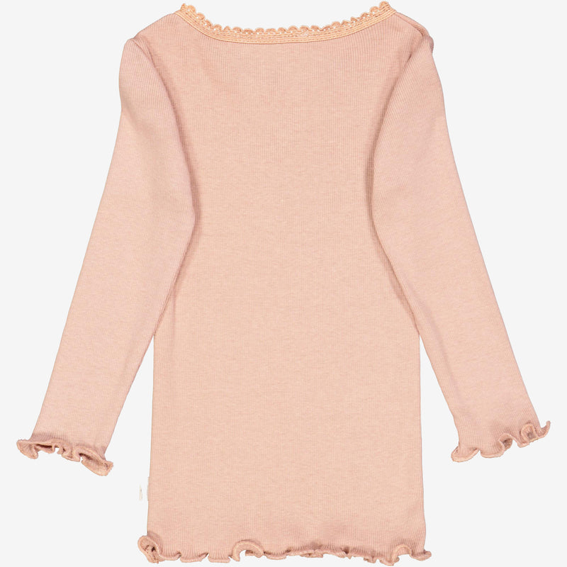 Wheat Rib T-Shirt Lace LS | Baby Jersey Tops and T-Shirts 2031 rose dawn
