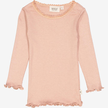Wheat Main Rib T-Shirt Lace LS | Baby Jersey Tops and T-Shirts 2031 rose dawn
