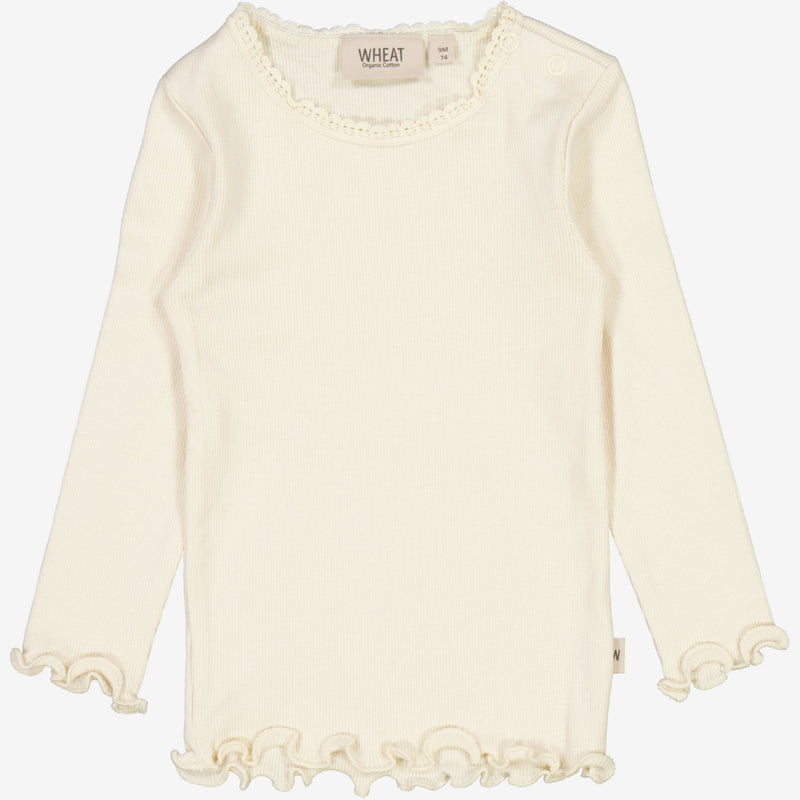 Wheat Rib T-Shirt Lace LS | Baby Jersey Tops and T-Shirts 3129 eggshell 