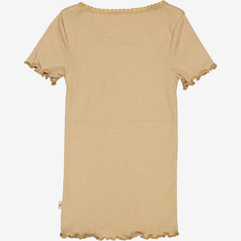 Wheat Rib T-Shirt Lace SS Jersey Tops and T-Shirts 3308 latte