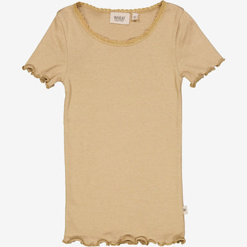 Wheat Main Rib T-Shirt Lace SS Jersey Tops and T-Shirts 3308 latte